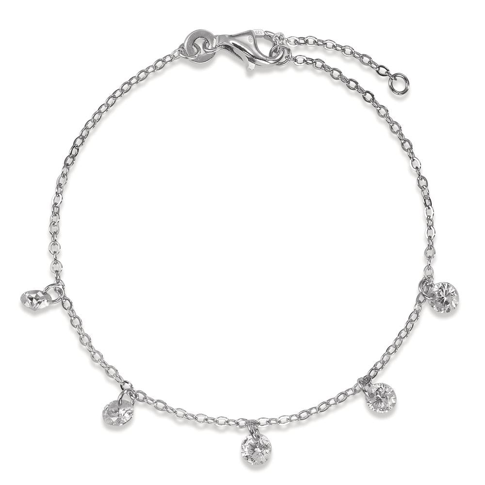 Bracelet Silver Zirconia 5 Stones Rhodium plated 16-18 cm