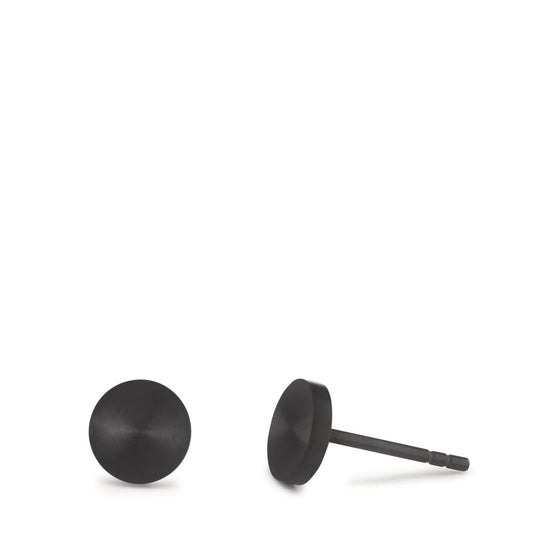 Stud earrings Stainless steel Black IP coated Ø7 mm