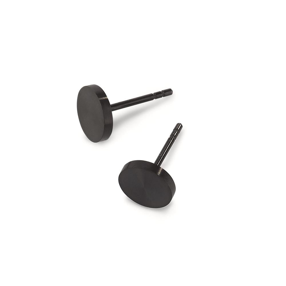 Stud earrings Stainless steel Black IP coated Ø8 mm