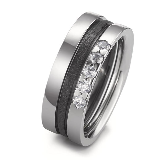 Ring Stainless steel Zirconia 5 Stones IP coated