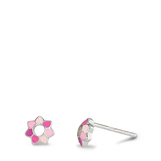 Stud earrings Silver Rhodium plated Flower Ø6 mm