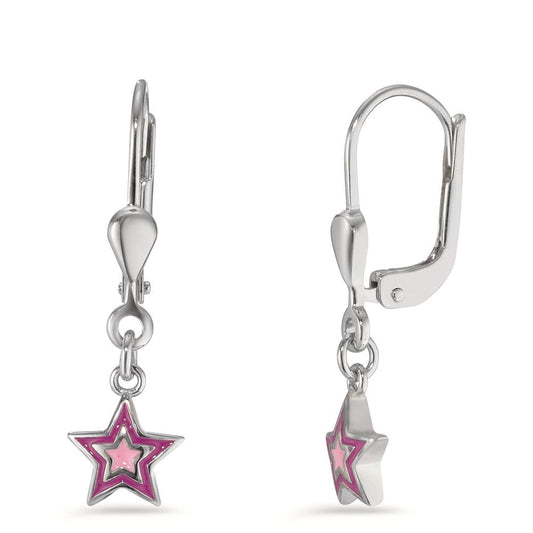 Drop Earrings Silver Rhodium plated Star Ø6.5 mm