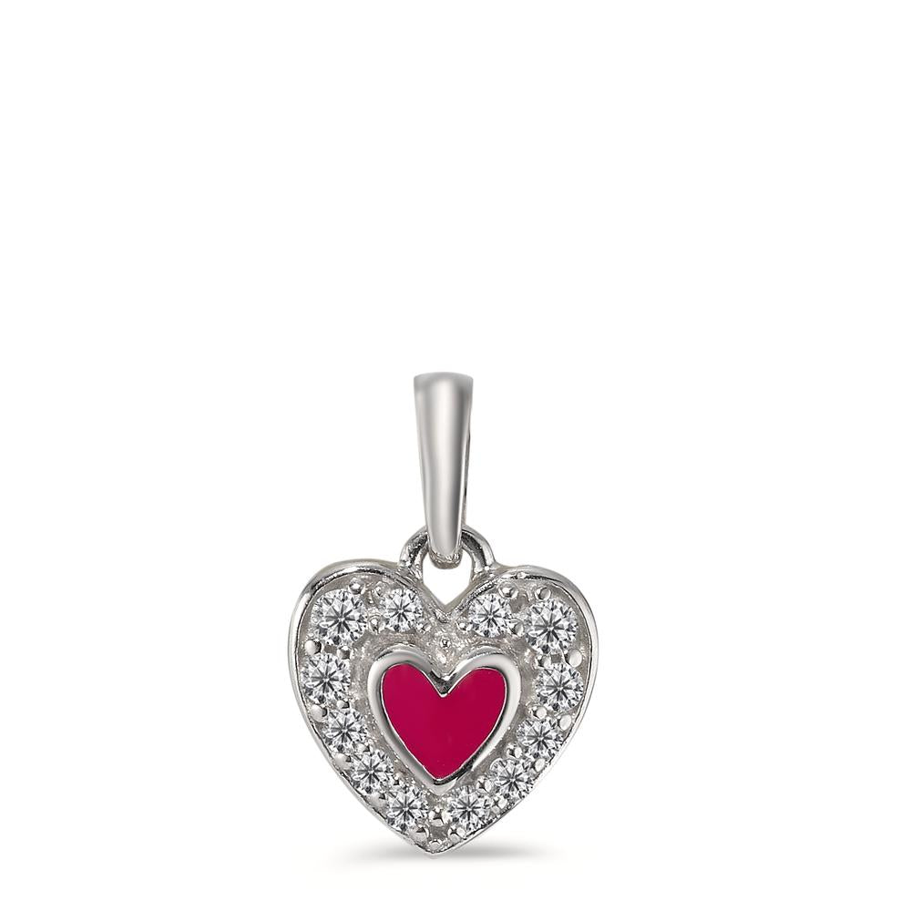 Pendant Silver Zirconia Enameled Heart Ø8.5 mm