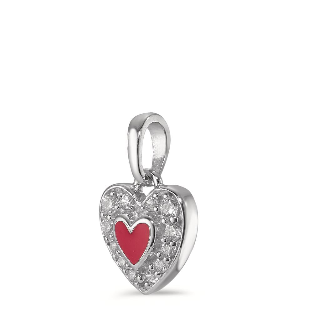 Pendant Silver Zirconia Enameled Heart Ø8.5 mm