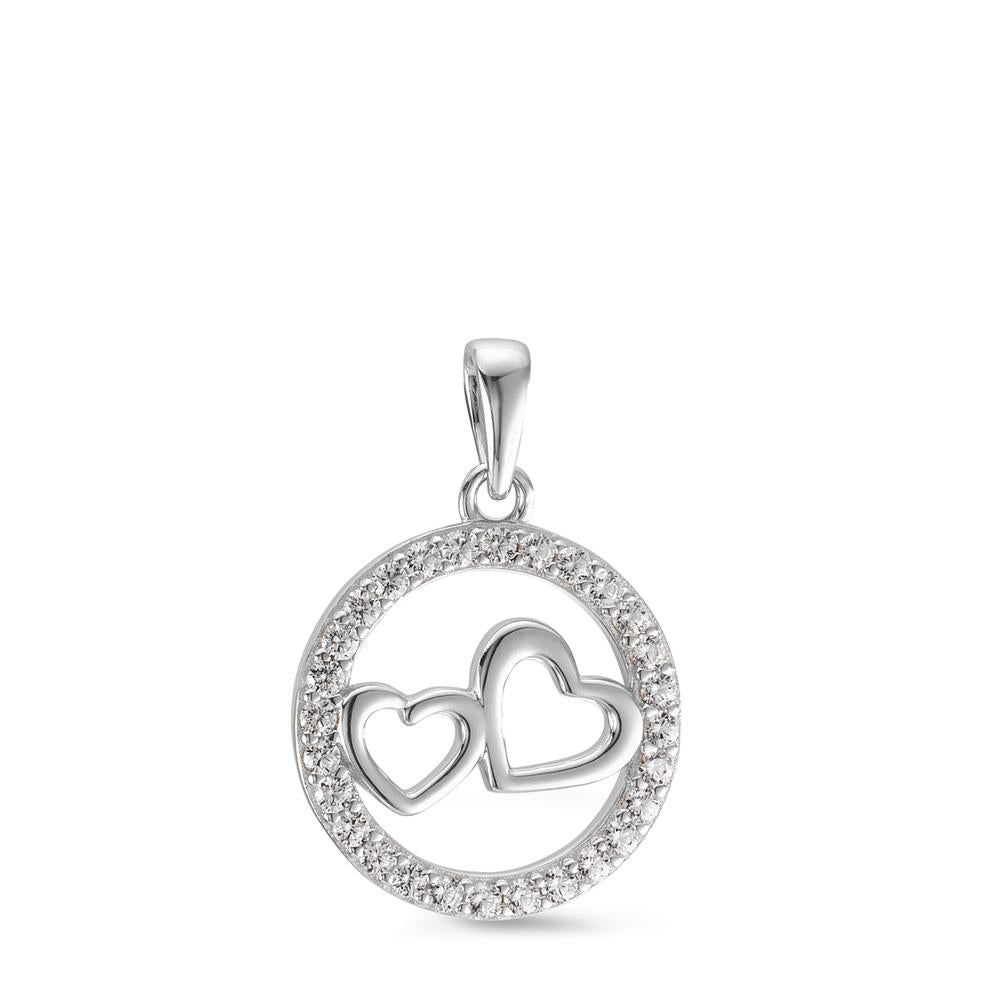 Pendant Silver Zirconia Rhodium plated Heart Ø16 mm