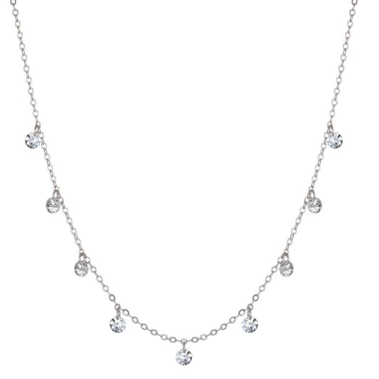 Necklace Silver Zirconia 9 Stones Rhodium plated 40-45 cm