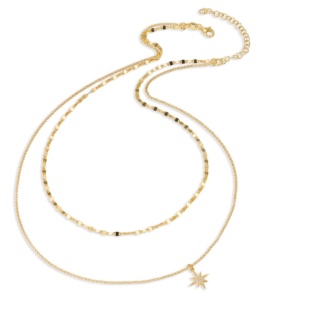 Necklace Silver Zirconia Yellow Gold plated Star 40-46 cm