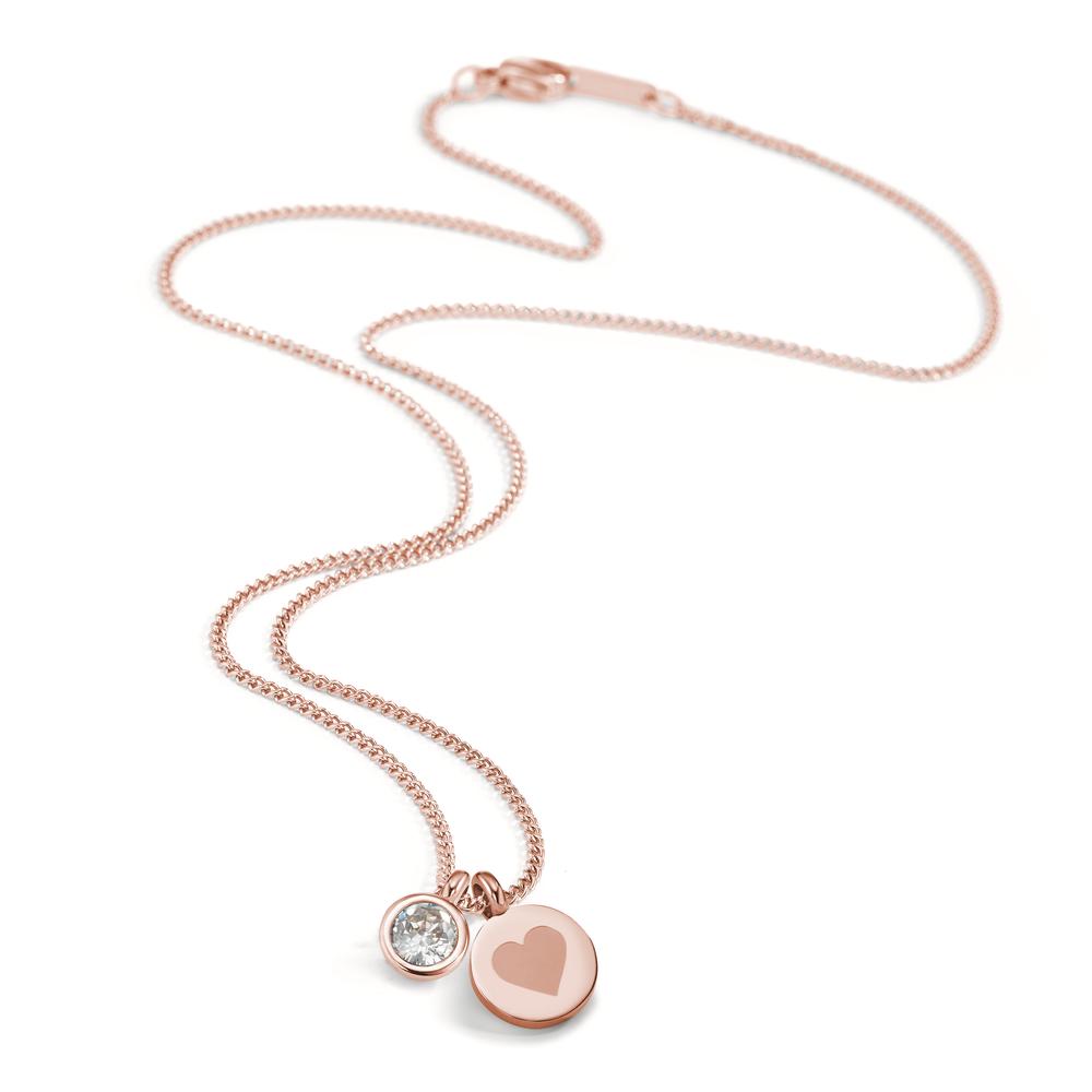 Necklace Stainless steel Zirconia Rose IP coated 45 cm Ø11 mm