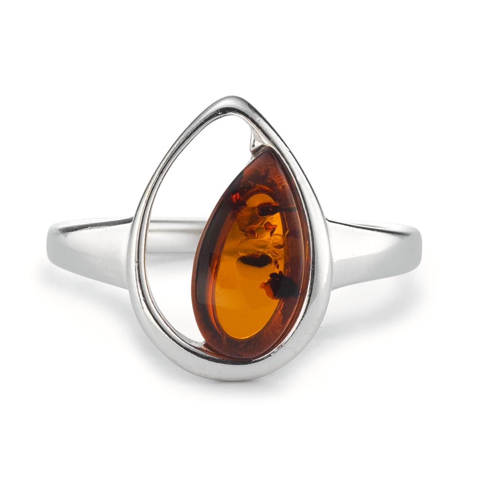 Ring Silver Amber Rhodium plated