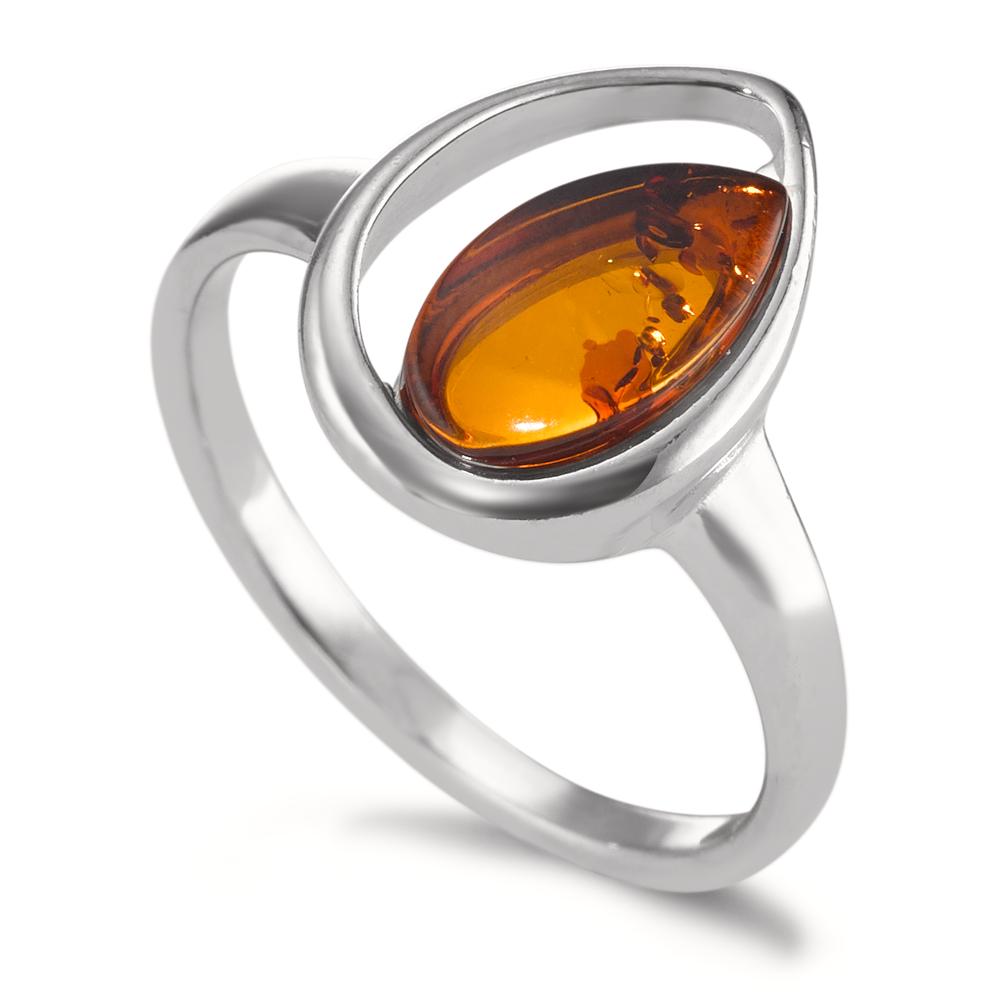 Ring Silver Amber Rhodium plated