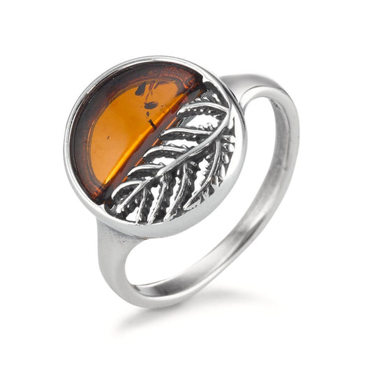 Ring Silver Amber Rhodium plated Ø13 mm