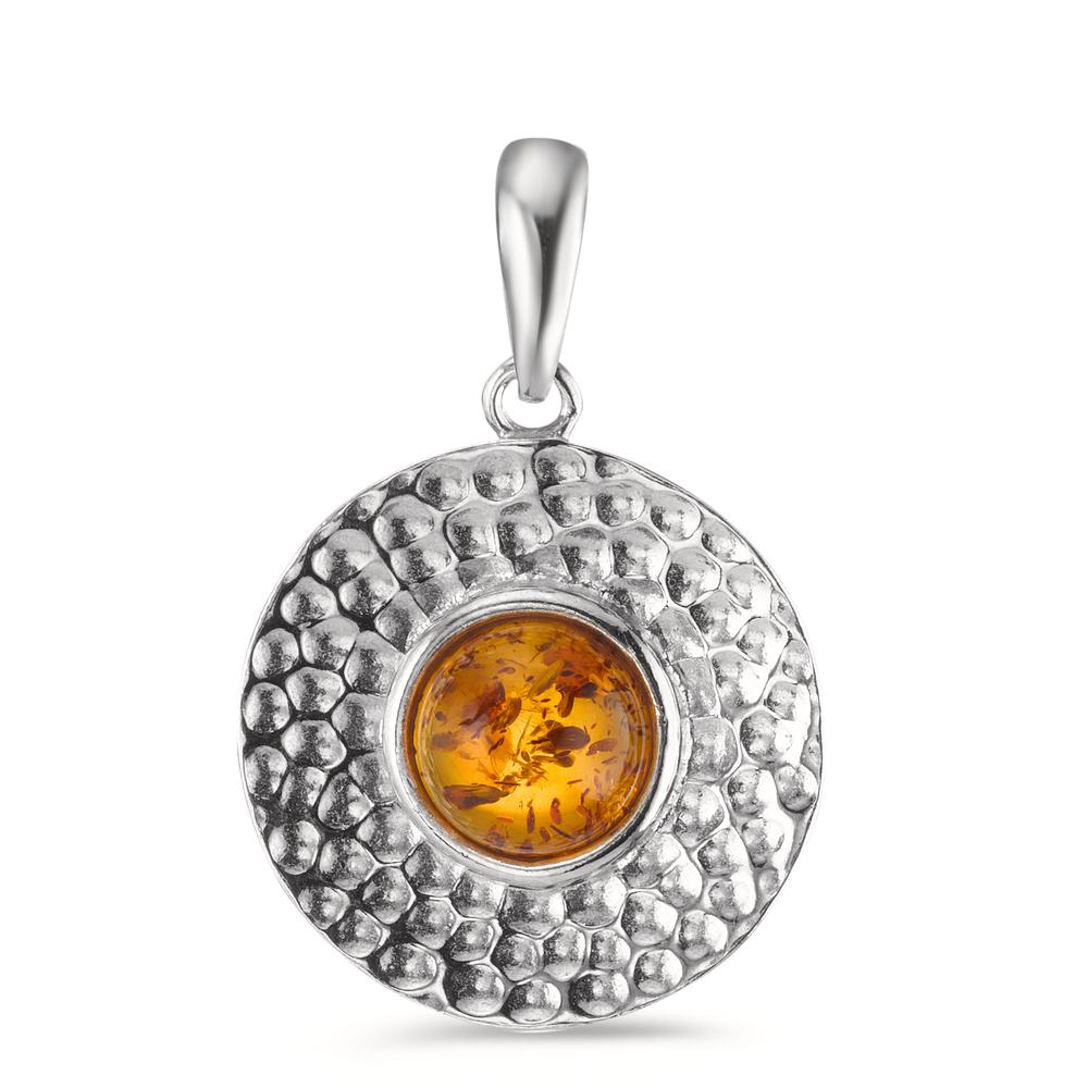 Pendant Silver Amber Rhodium plated Ø20 mm