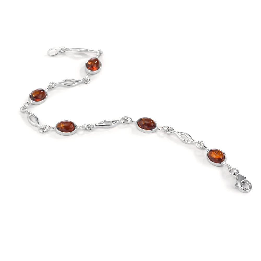 Bracelet Silver Amber 5 Stones Rhodium plated 20 cm