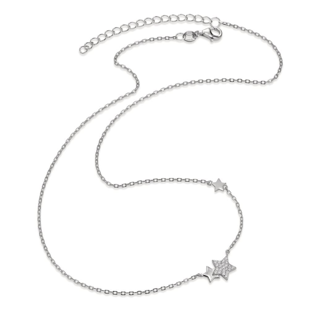 Necklace Silver Zirconia Rhodium plated Star 40-45 cm