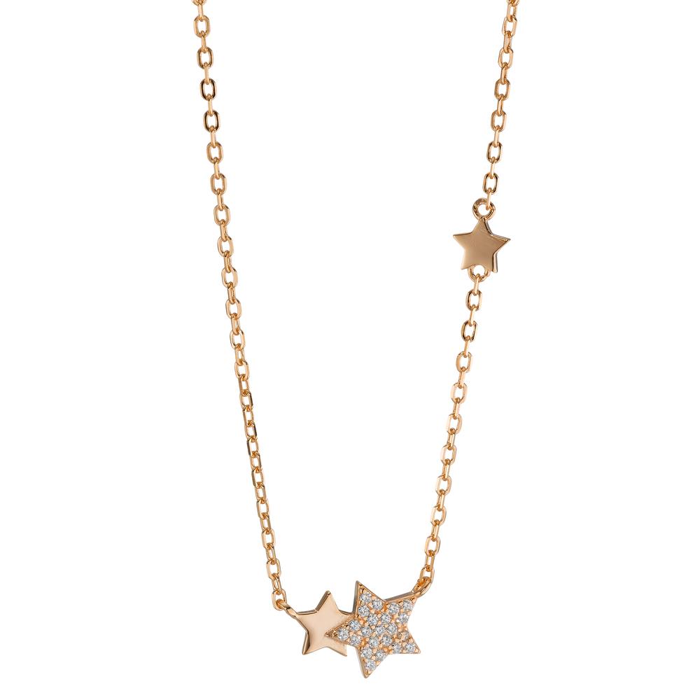 Necklace Silver Zirconia Rose Gold plated Star 40-45 cm