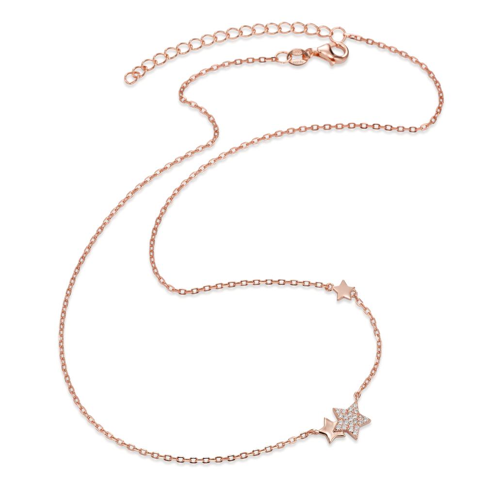 Necklace Silver Zirconia Rose Gold plated Star 40-45 cm