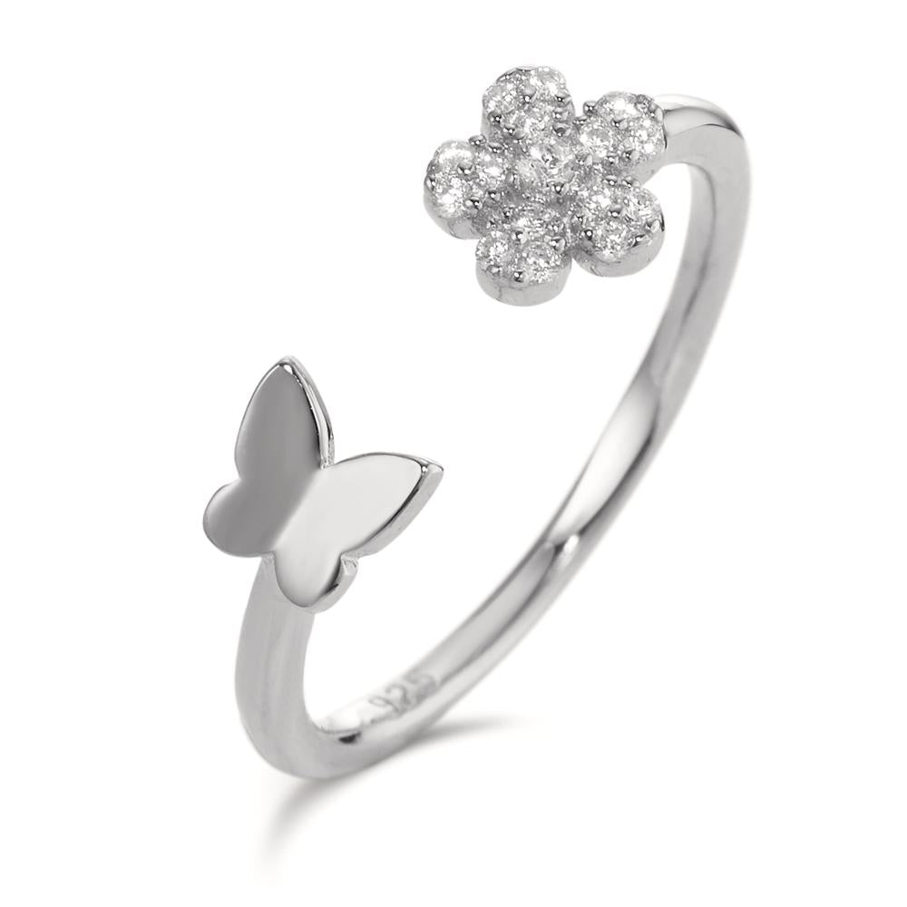 Ring Silver Zirconia Rhodium plated Flower