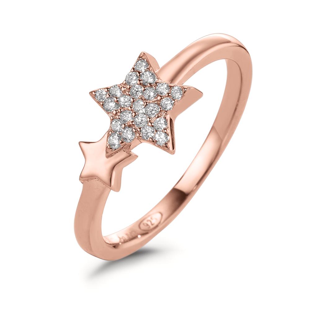 Ring Silver Zirconia Rose Gold plated Star