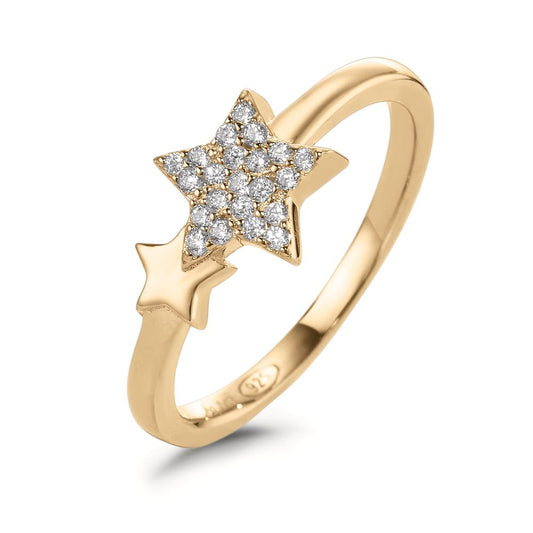 Ring Silver Zirconia Yellow Gold plated Star