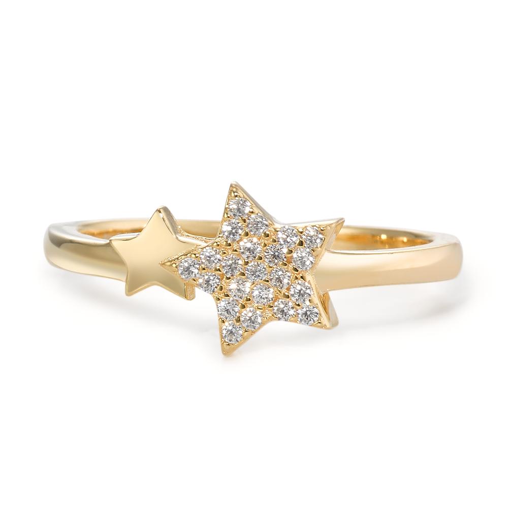 Ring Silver Zirconia Yellow Gold plated Star