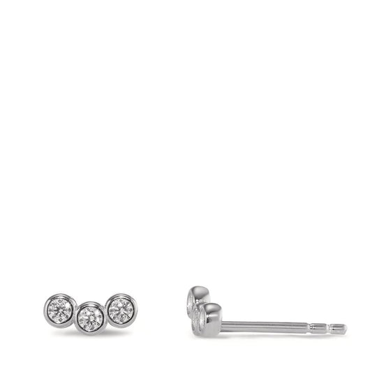 Stud earrings Silver Zirconia 6 Stones Rhodium plated