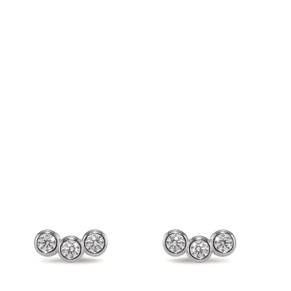 Stud earrings Silver Zirconia 6 Stones Rhodium plated