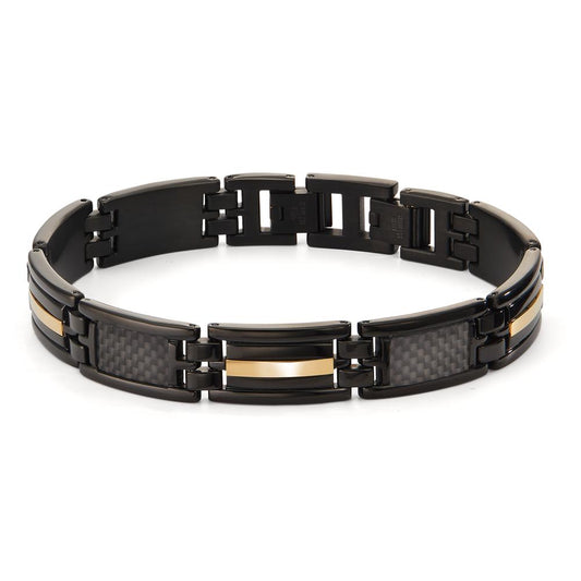 Bracelet Stainless steel, Carbon Black IP coated 20-21.5 cm