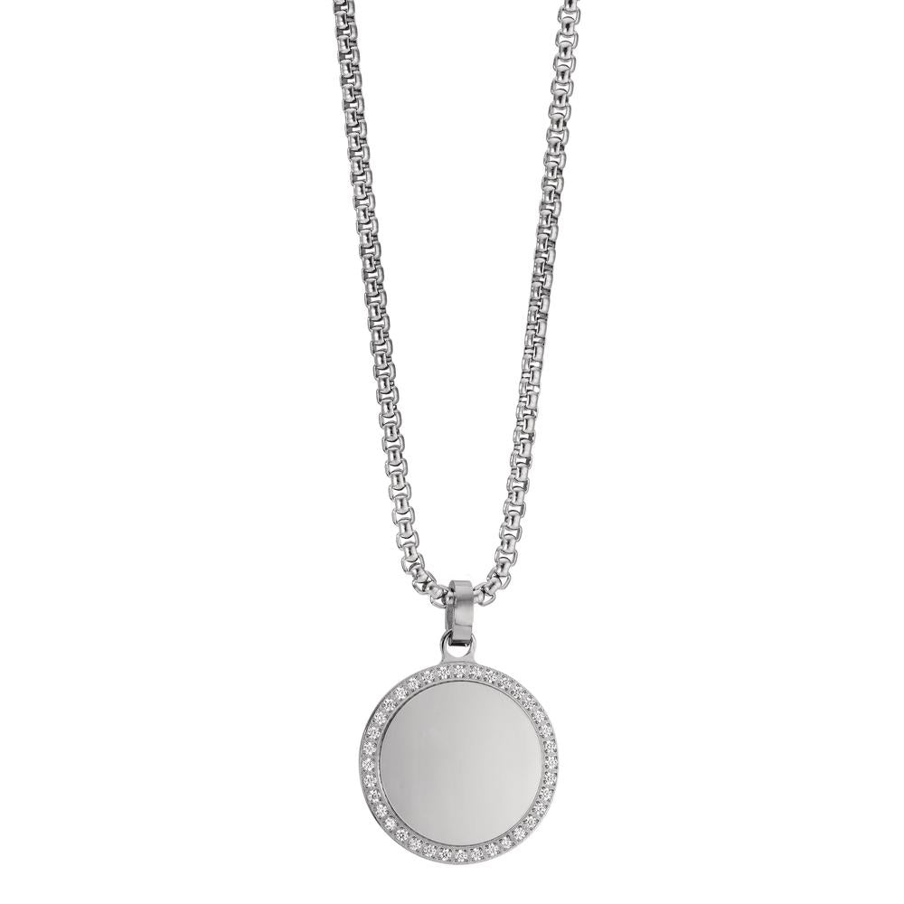 Necklace with pendant Stainless steel Zirconia 45 cm Ø20 mm