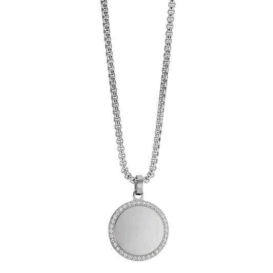 Necklace with pendant Stainless steel Zirconia 45 cm Ø20 mm