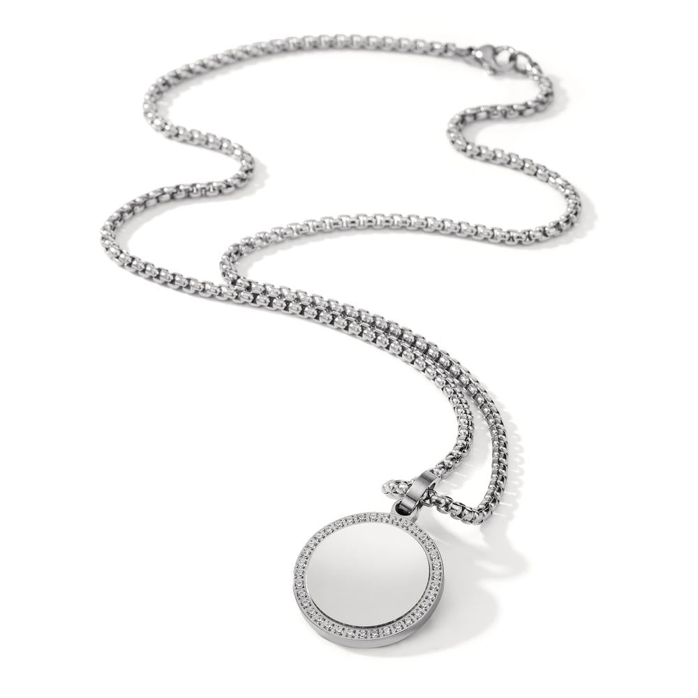 Necklace with pendant Stainless steel Zirconia 45 cm Ø20 mm