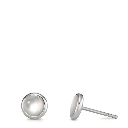 Stud earrings Stainless steel Mother of pearl Ø8 mm