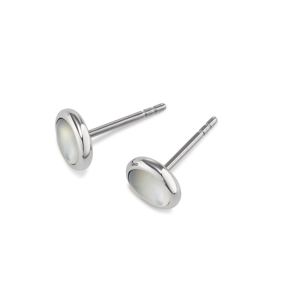 Stud earrings Stainless steel Mother of pearl Ø8 mm