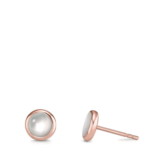 Stud earrings Stainless steel Rose IP coated Mother of pearl Ø8 mm