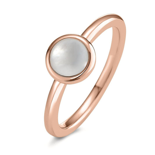 Ring Stainless steel Rose IP coated Mother of pearl Ø8 mm