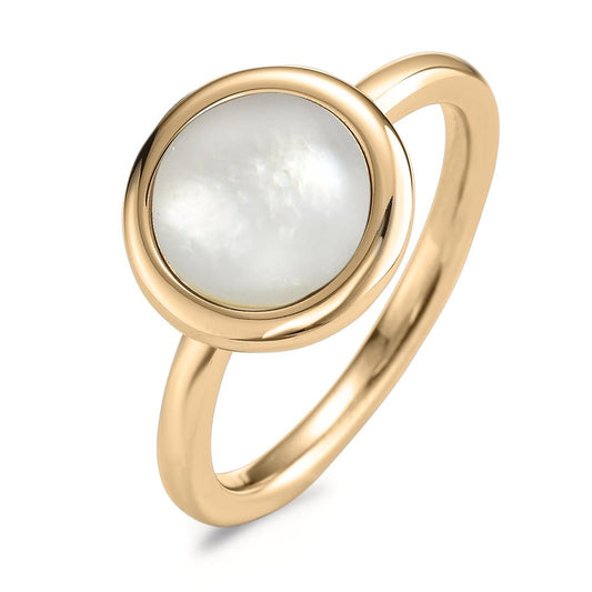 Ring Stainless steel Yellow IP coated Mother of pearl Ø12 mm