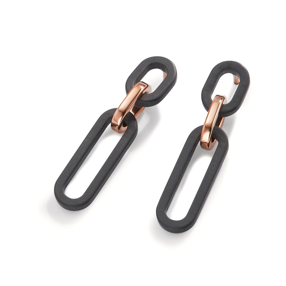 Drop Earrings Stainless steel, Carbon Rose IP coated