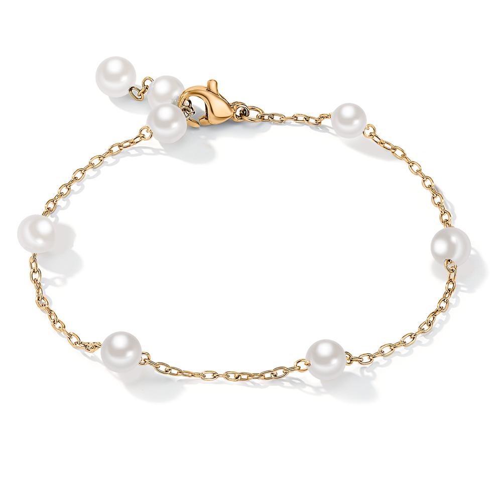 Bracelet Stainless steel Yellow IP coated Shell pearl 17-18.5 cm