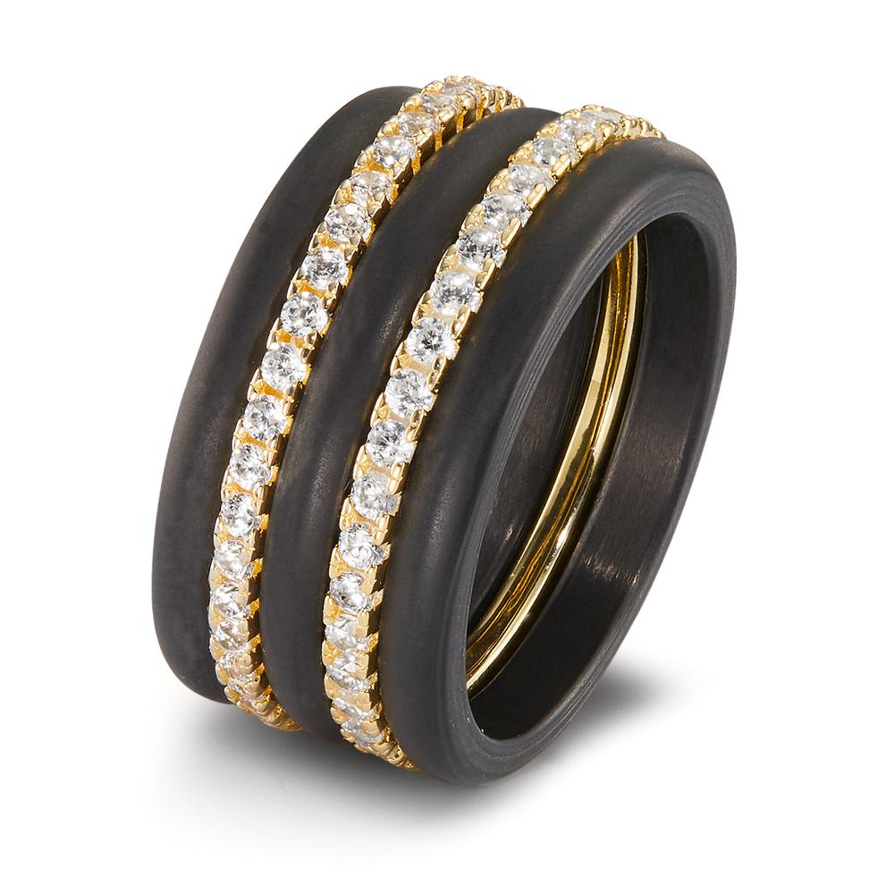 Memory ring Silver Zirconia Yellow Gold plated