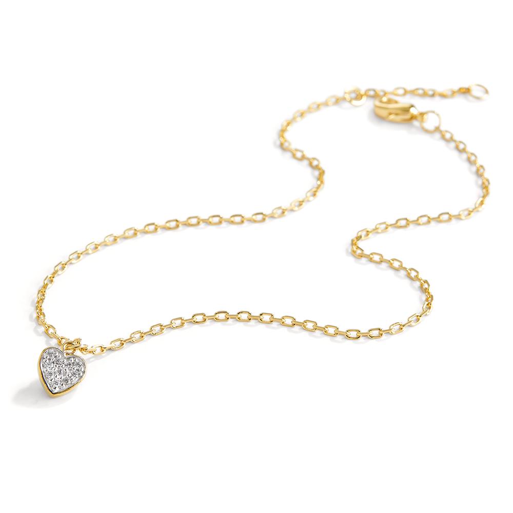 Anklet Bronze Zirconia 10 Stones Yellow Gold plated Heart 23-25 cm Ø7 mm