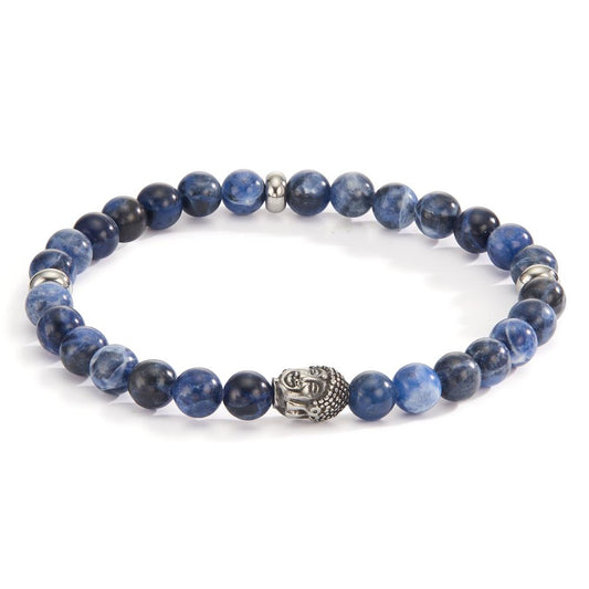 Bracelet Stainless steel Sodalite Buddha 20 cm Ø6.5 mm