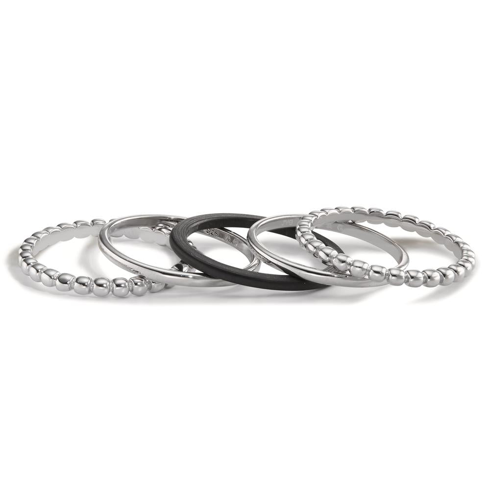 Stacking ring Silver Rhodium plated