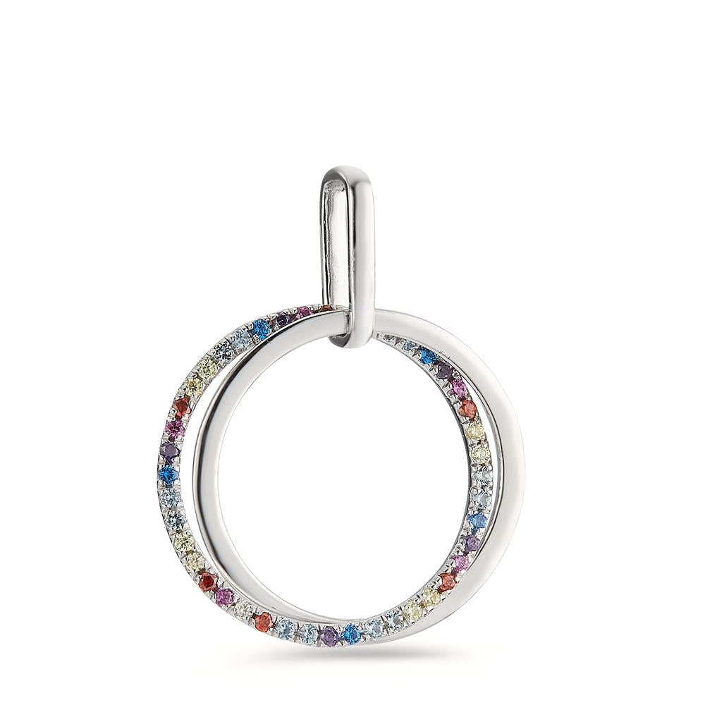 Pendant Silver Zirconia Colorful Rhodium plated Ø20 mm