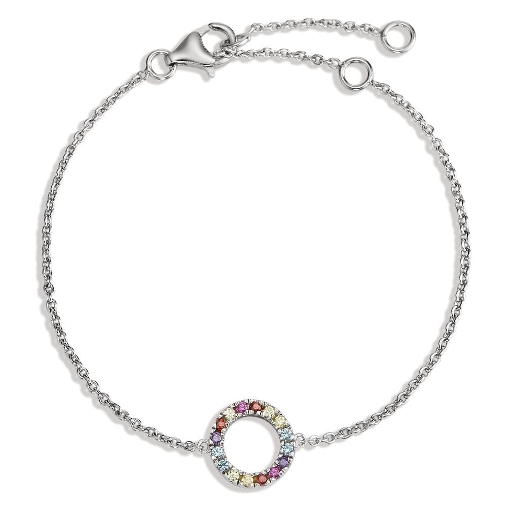 Bracelet Silver Zirconia Colorful Rhodium plated 14-18 cm Ø9 mm