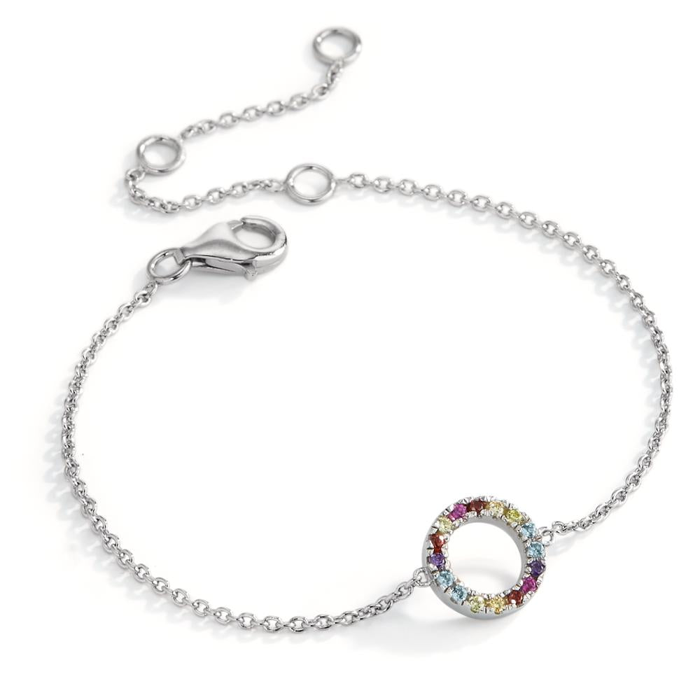 Bracelet Silver Zirconia Colorful Rhodium plated 14-18 cm Ø9 mm