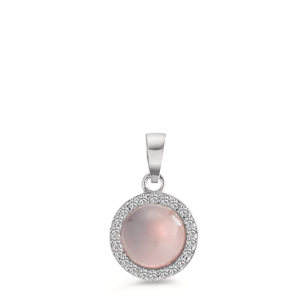 Pendant Silver Rose Quartz Rhodium plated