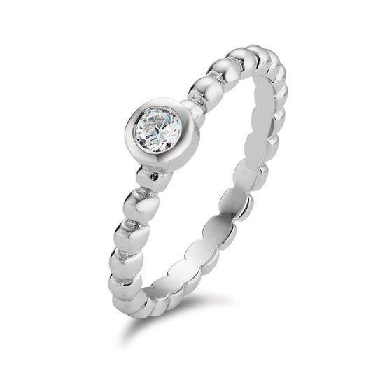 Stacking ring Silver Zirconia Rhodium plated