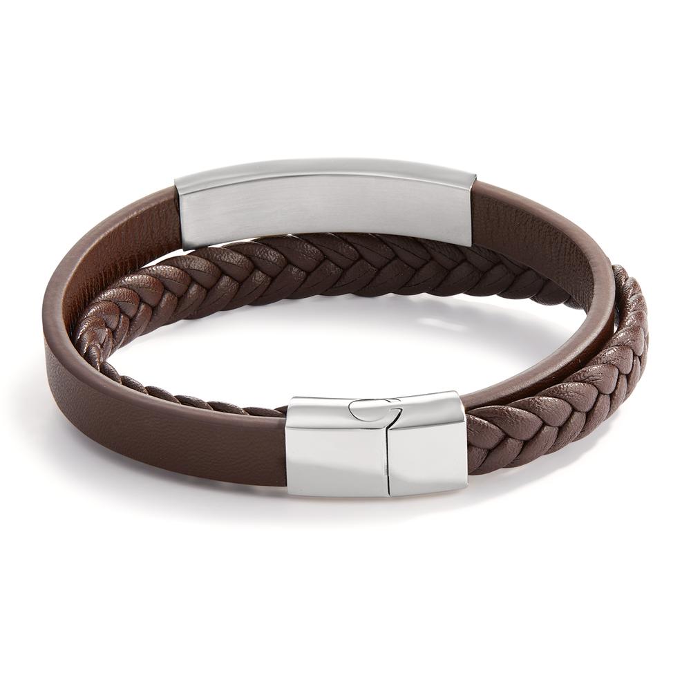 Engravable bracelet Stainless steel, Artificial leather 21.5 cm