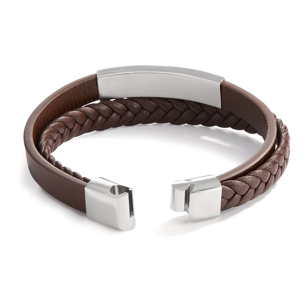 Engravable bracelet Stainless steel, Artificial leather 21.5 cm