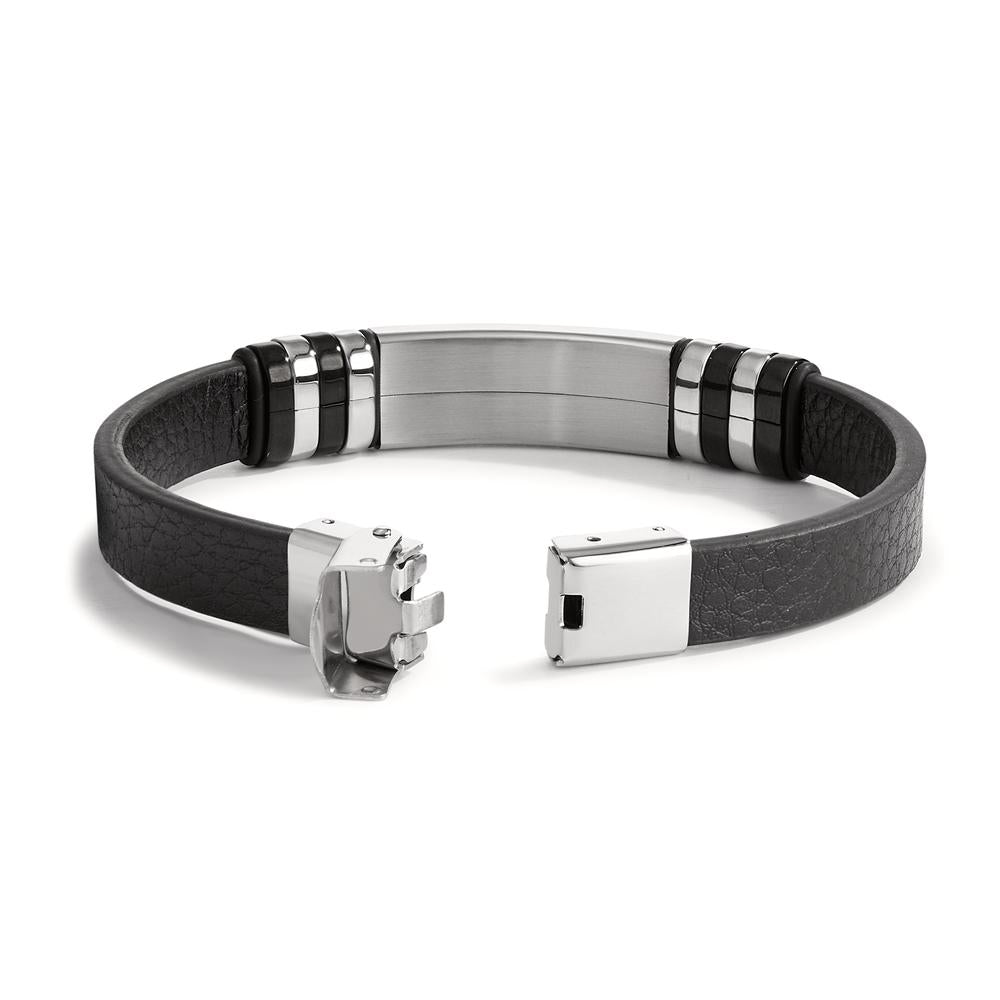 Engravable bracelet Stainless steel, Artificial leather 21.5 cm