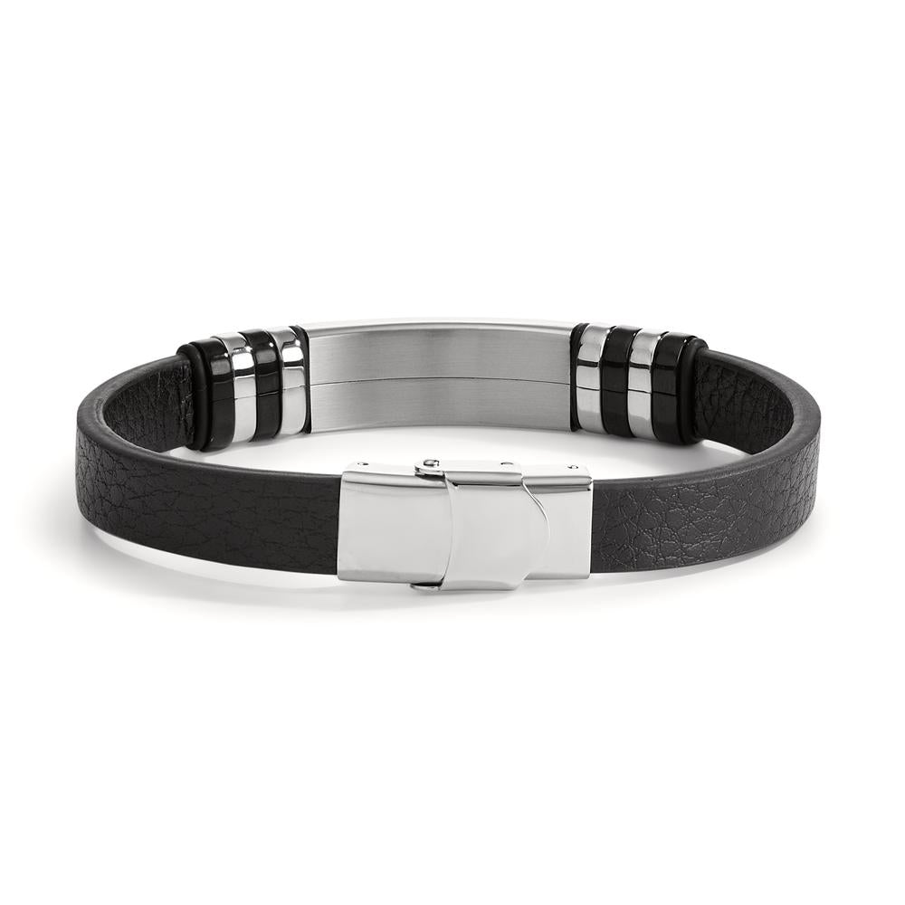 Engravable bracelet Stainless steel, Artificial leather 21.5 cm